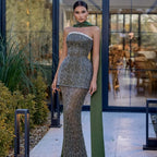 Bella Gray Glitter Two-Piece Set Mermaid robes Dresse