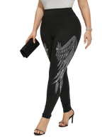 Rhinestone Angel-Wing Skinny Leggings