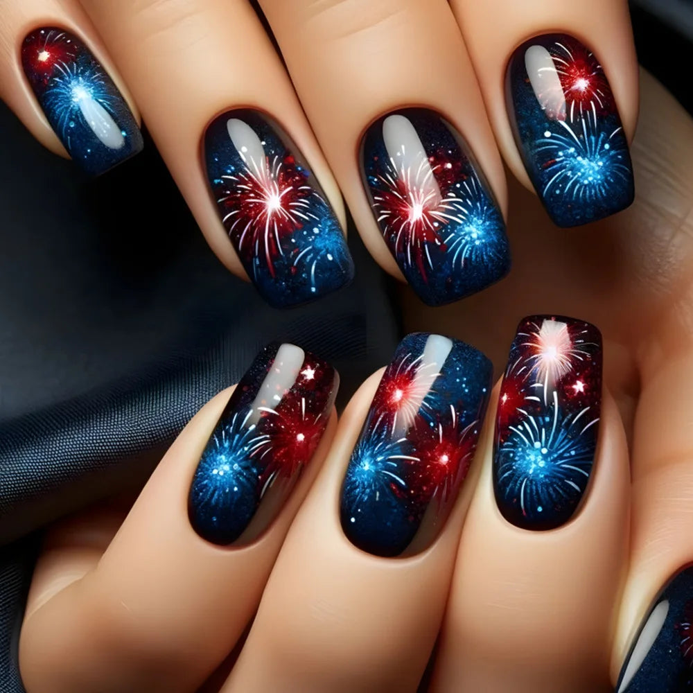 Mid-length French False Nails Leopard