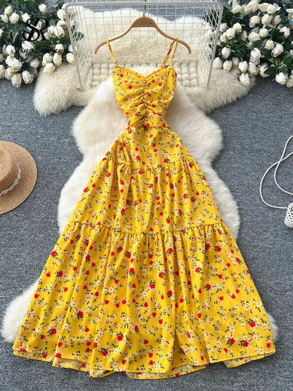 Floral Backless Beach Dress