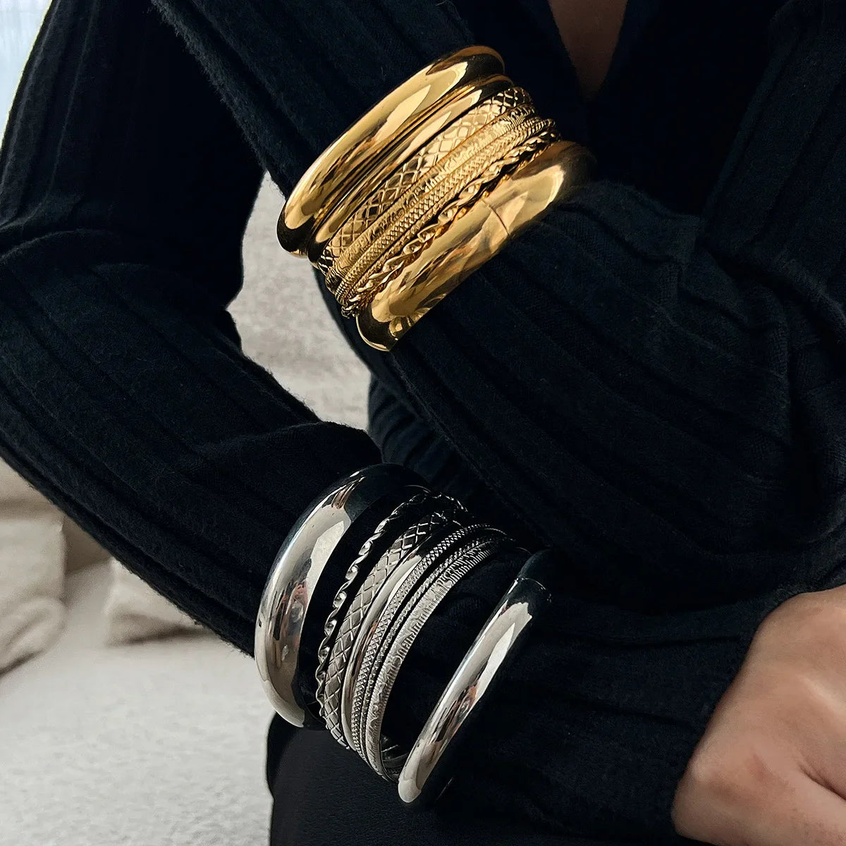 Punk Metal Bangle Set