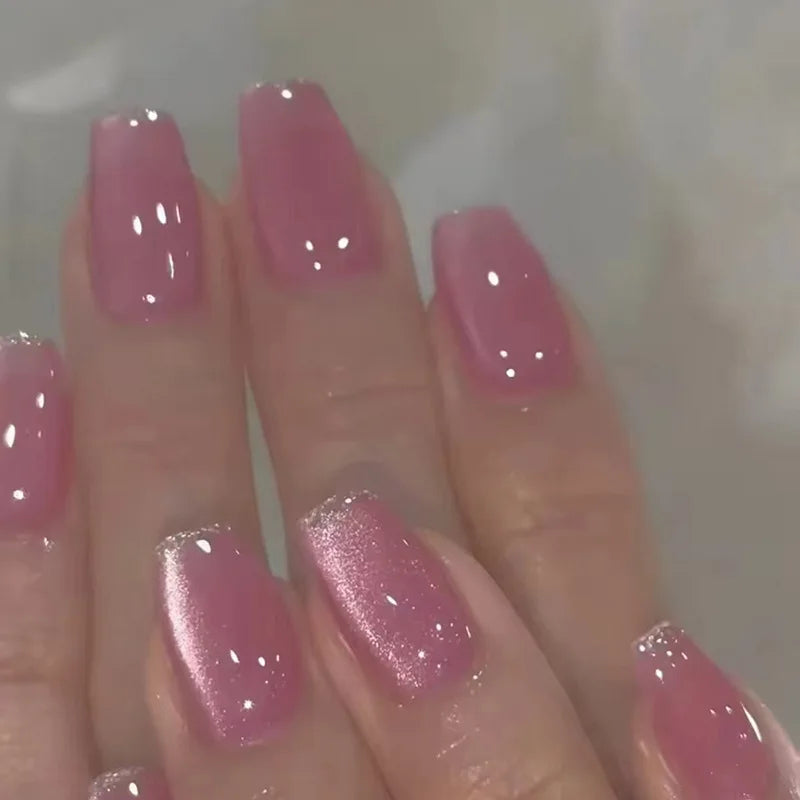Short Square Press Nails Gradient