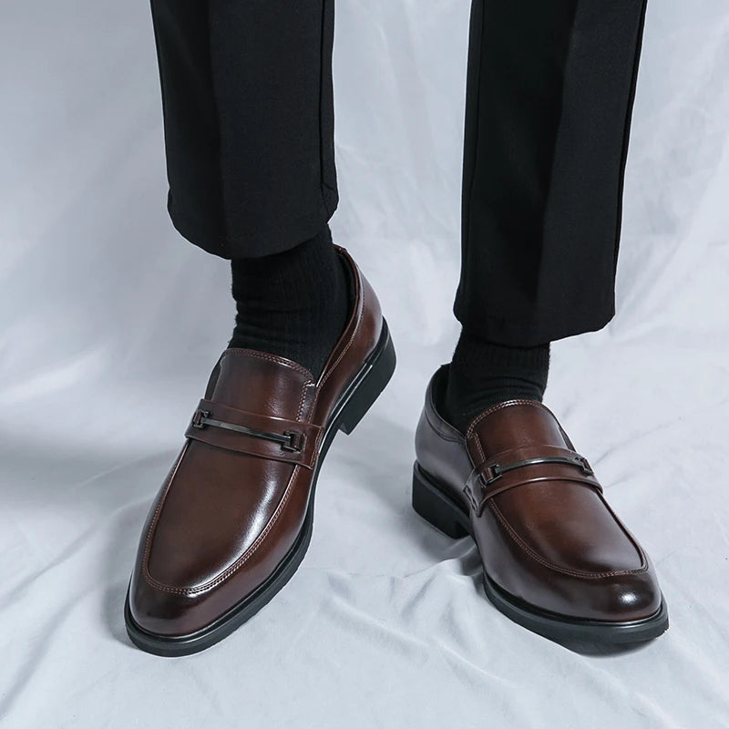 Round-Toe Formal Leather Loafers