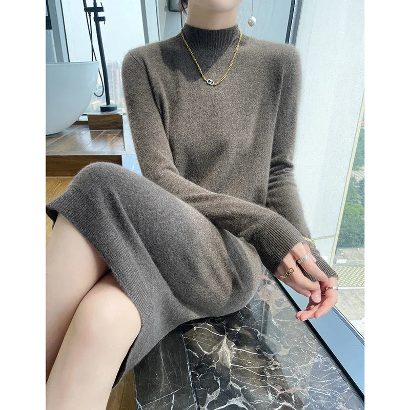 Pure Wool Knit Sweater Dress
