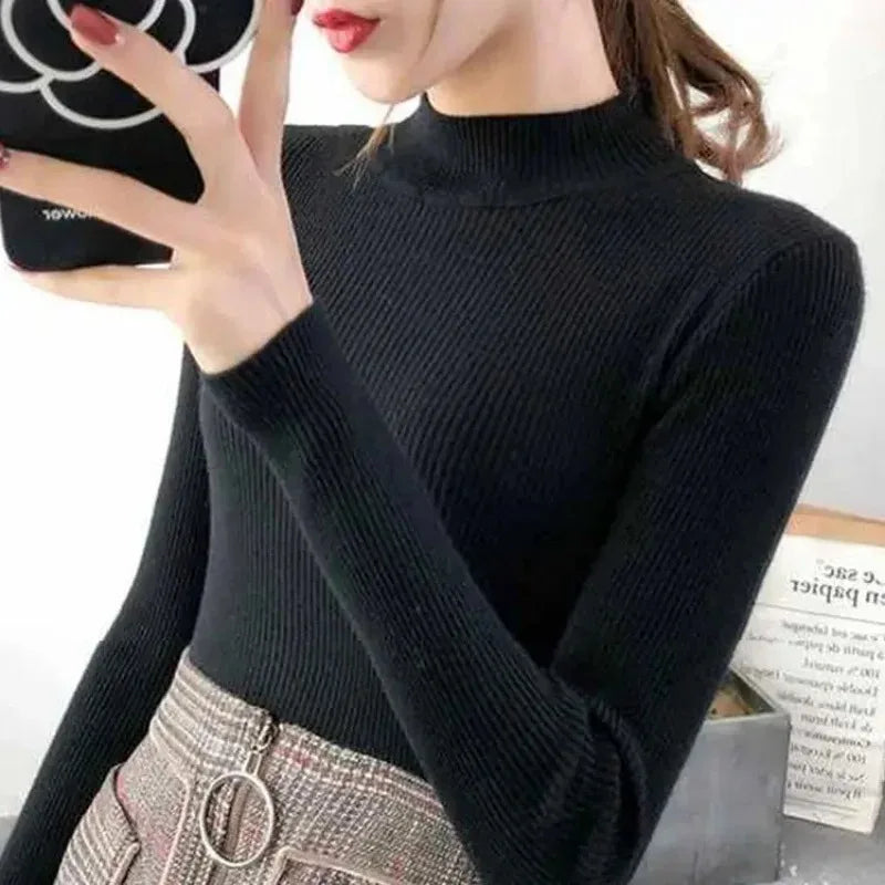 Mock Neck Slim Sweater