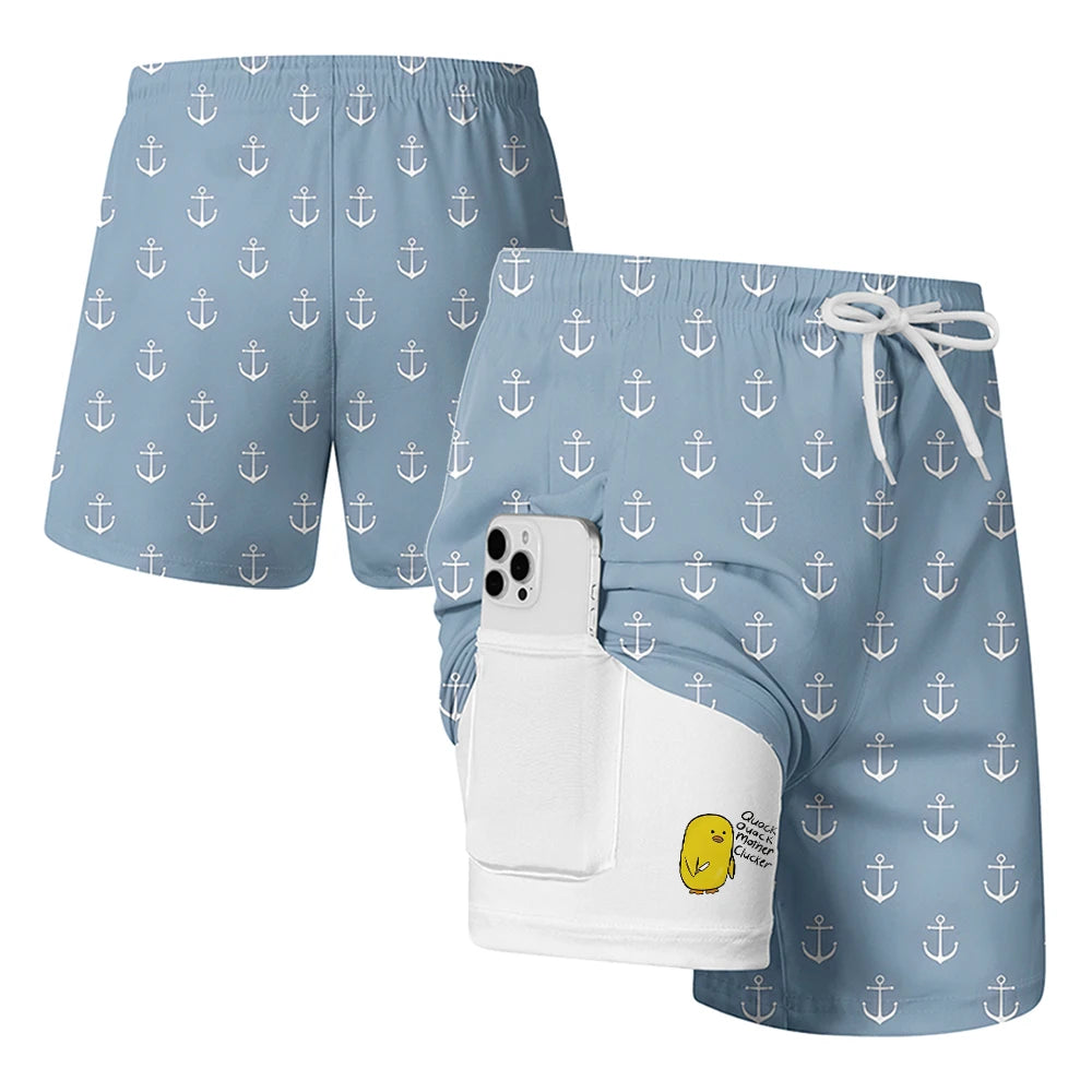 Duck Print Quick-Dry Swim Trunks