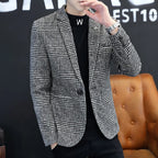 KIDWHXR Retro Plaid Casual Blazer