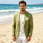 Linen Cotton Notch-Lapel Slim Blazer
