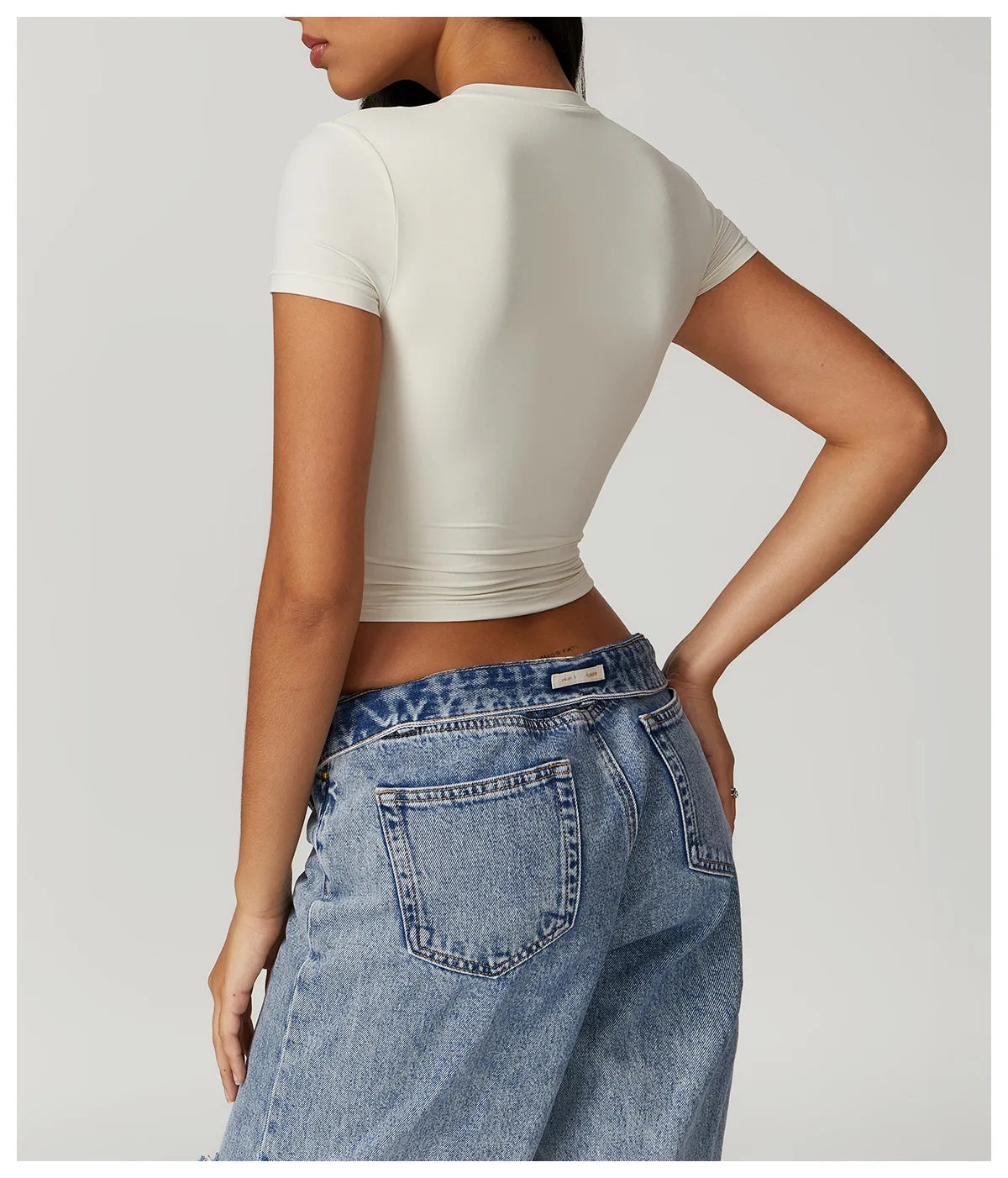 Nylon Short Sleeve True-To-Size Fit Crop Top