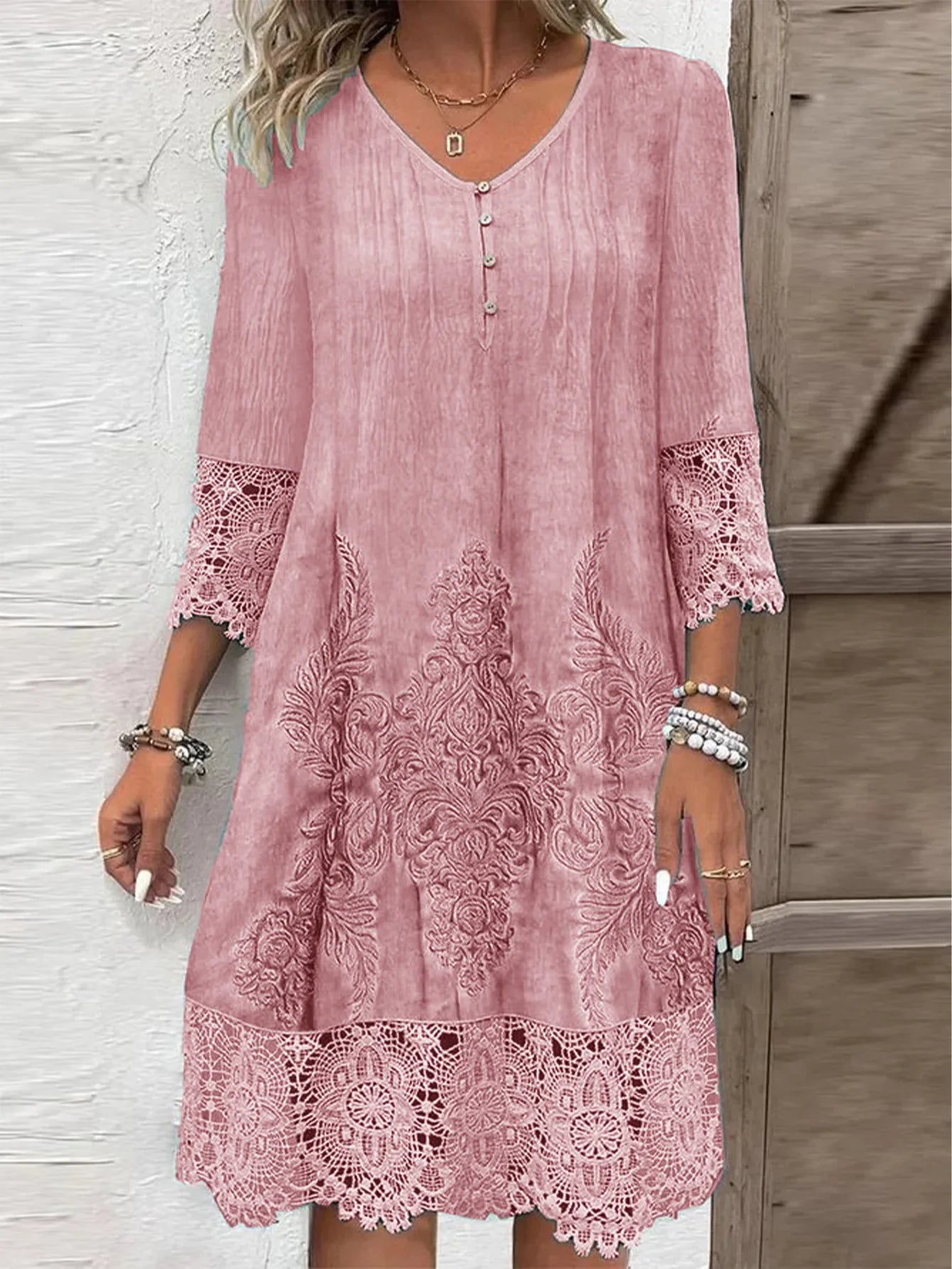 Elegant Lace V-Neck Dress