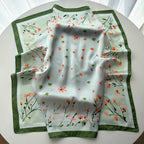 Elegant Floral Satin Square Scarf