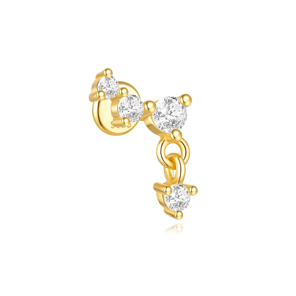 Geometric Pearl Zircon Studs