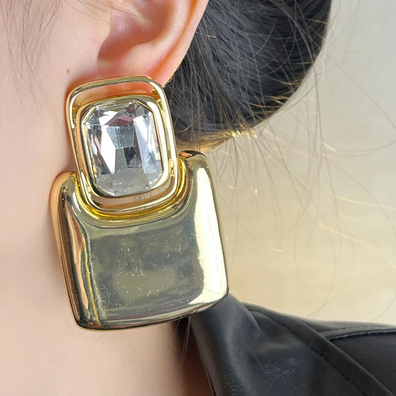 Vintage Geometric Crystal Earrings