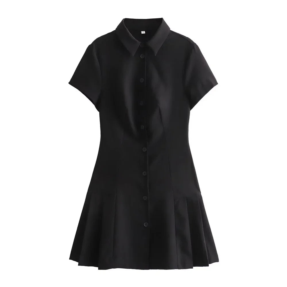 Casual Polo Collar Mini Dress