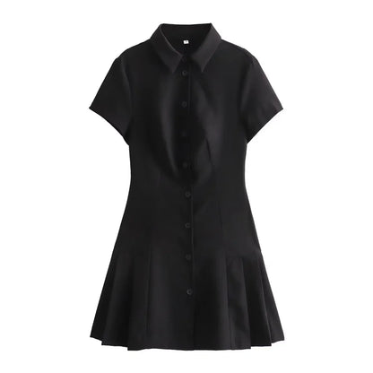 Casual Polo Collar Mini Dress