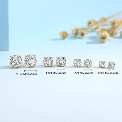 Szjinao 18K Gold Moissanite Stud Earrings