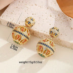 Ethnic Round Zircon Stud Earrings