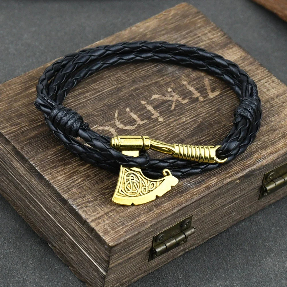 Viking Axe Leather Bracelet