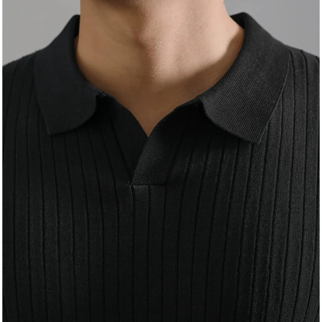 Breathable Striped Polo Shirt