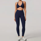 Nylon Solid Long Sleeve Two-Piece Yoga Set