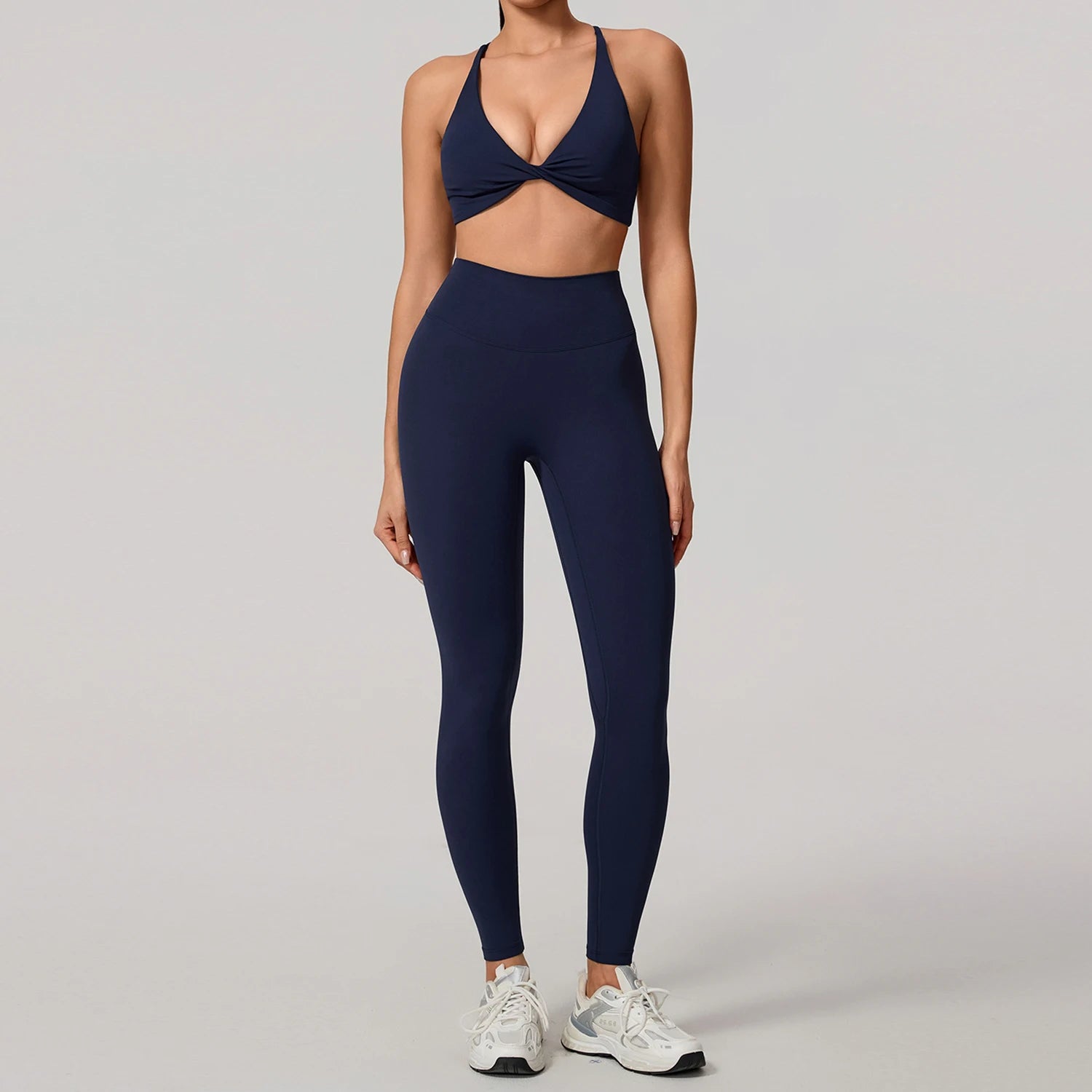 Nylon Solid Long Sleeve Two-Piece Yoga Set