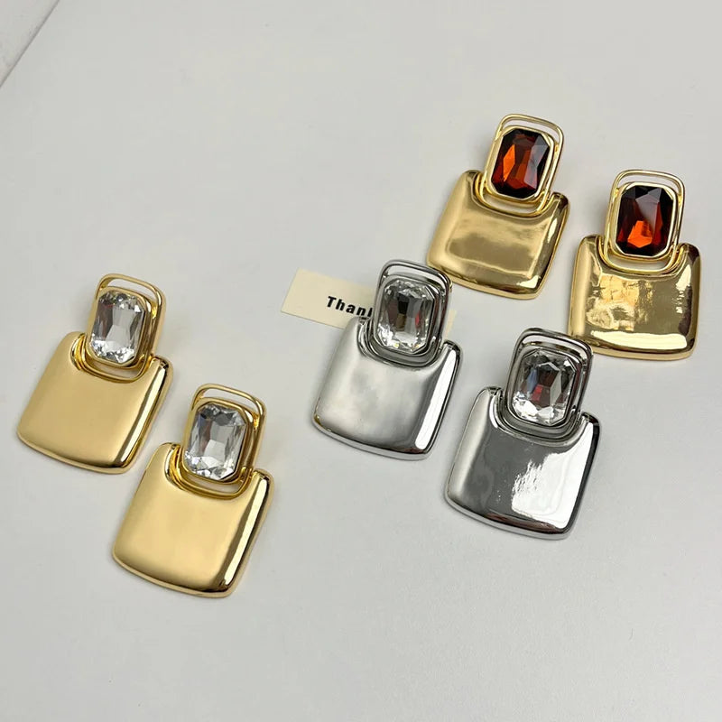 Vintage Geometric Crystal Earrings