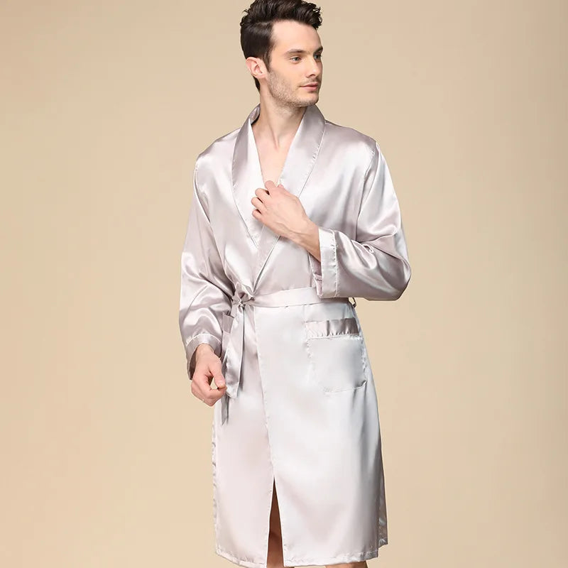 Summer Satin Shorts Robe Bathrobe