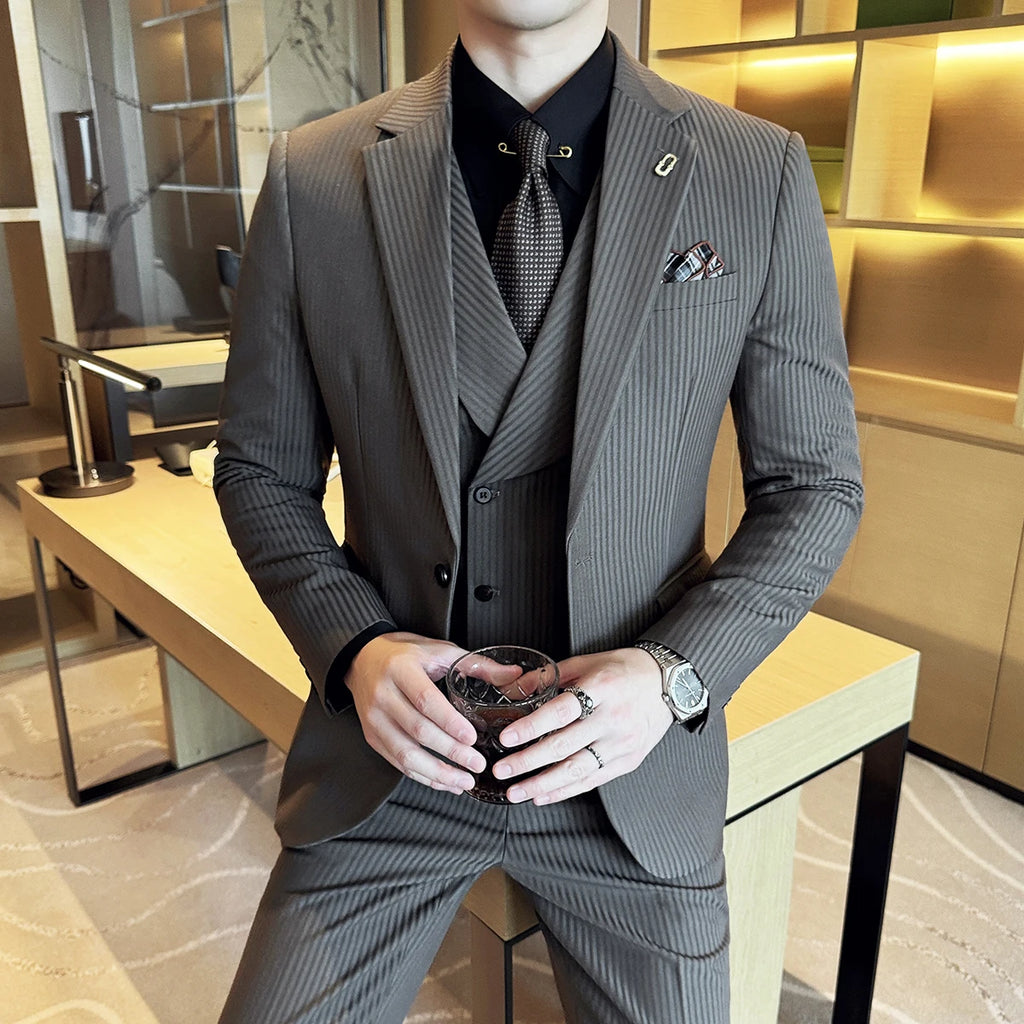 Luxury Stripe Korean Slim Tuxedo Set
