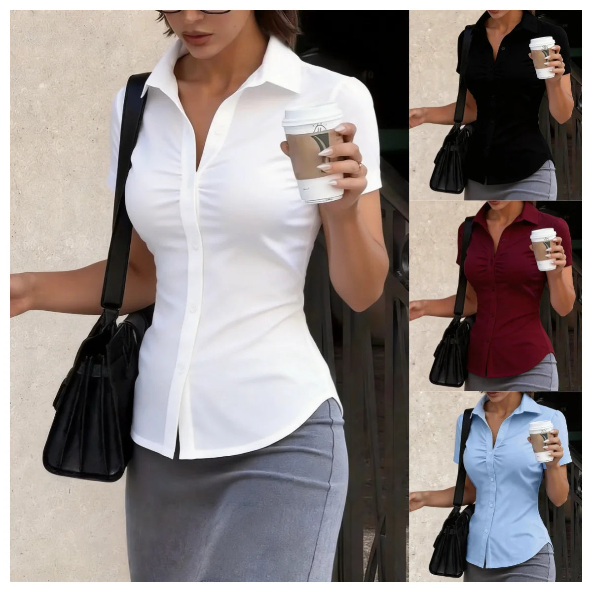 Jersey Solid Button Front Regular Fit T-Shirt