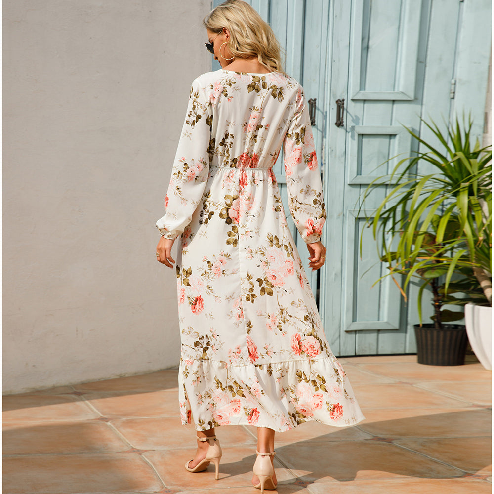 Floral Bohemian Chiffon Maxi Dress