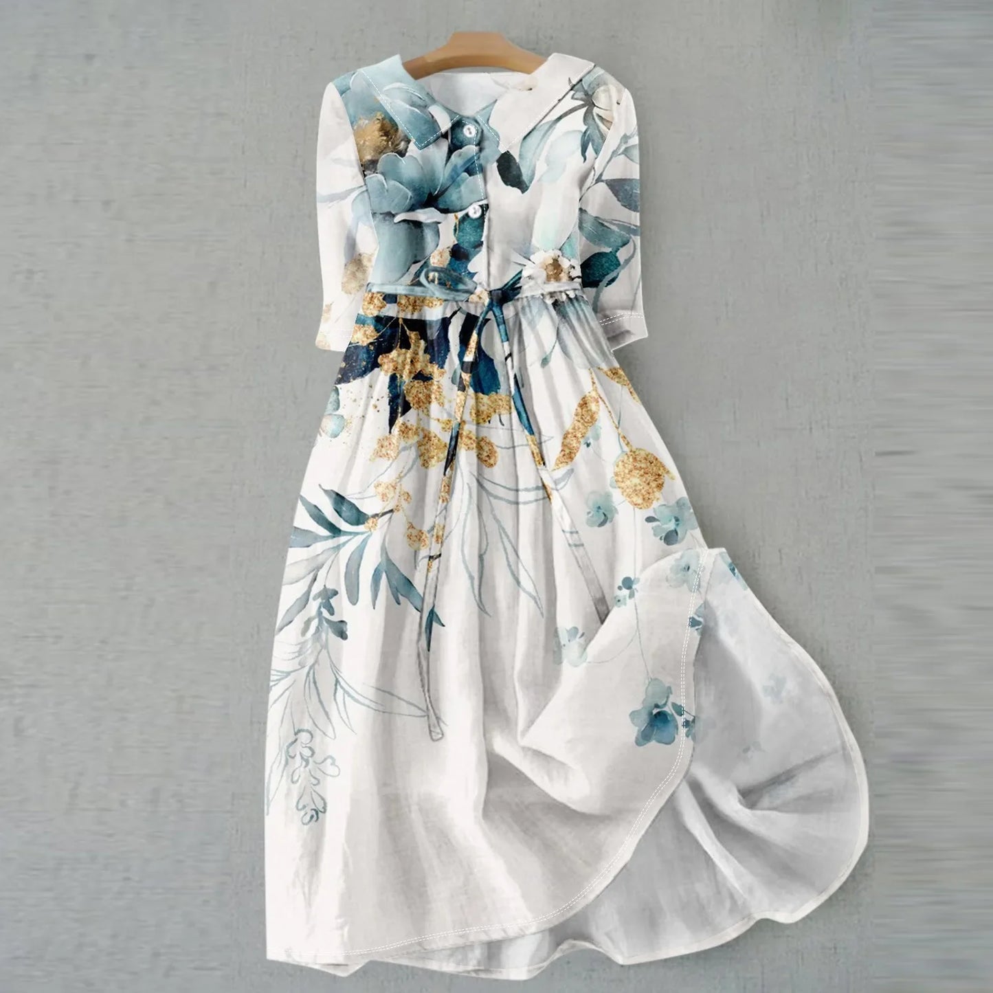 Floral Lapel Party Dress
