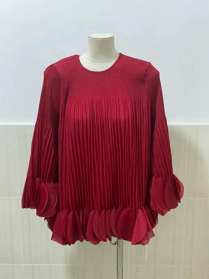 Pleated Appliques Fashion Top