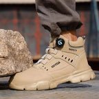 Rotating-Button Steel-Toe Work Boots