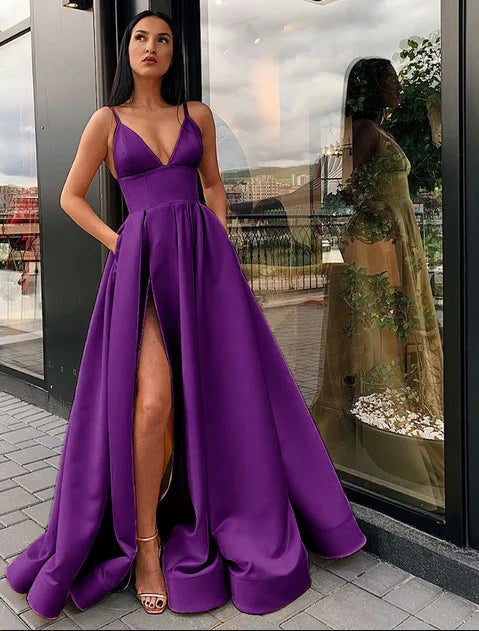 Satin Halter Ball Gown