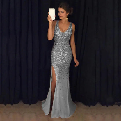 Sequin Mesh Evening Party Dress