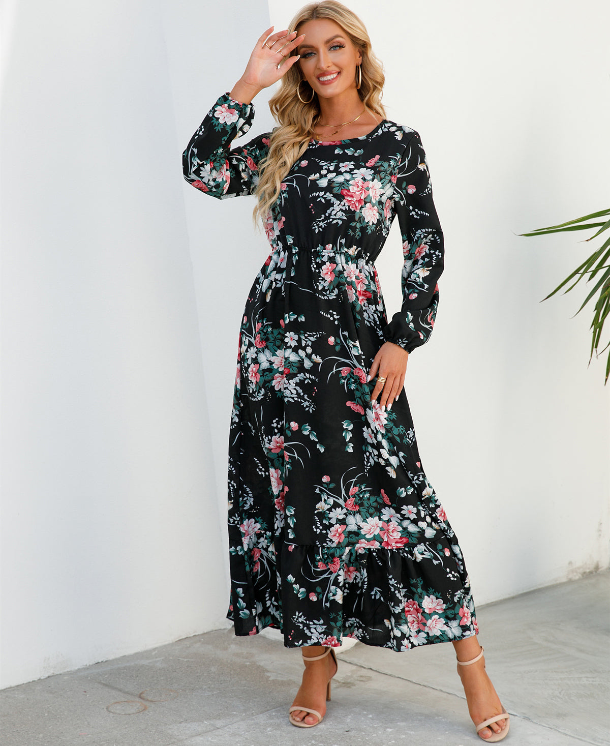 Floral Bohemian Chiffon Maxi Dress