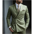 Sage Green Double-Breasted Wedding Suit