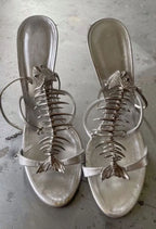 Rhinestone Fish Bone Round Toe