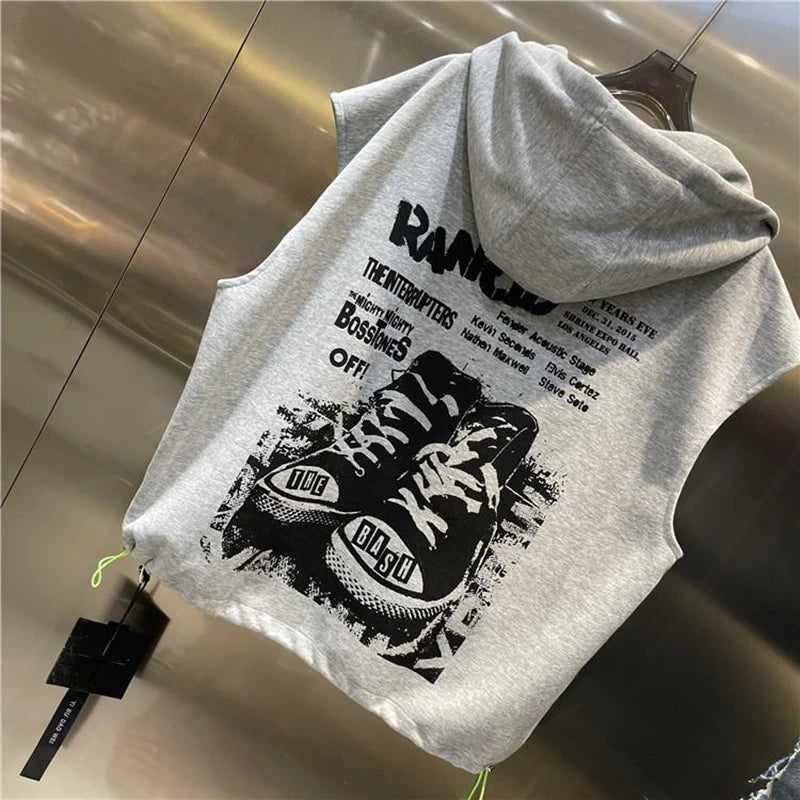 Letter Print Tank Hoodie