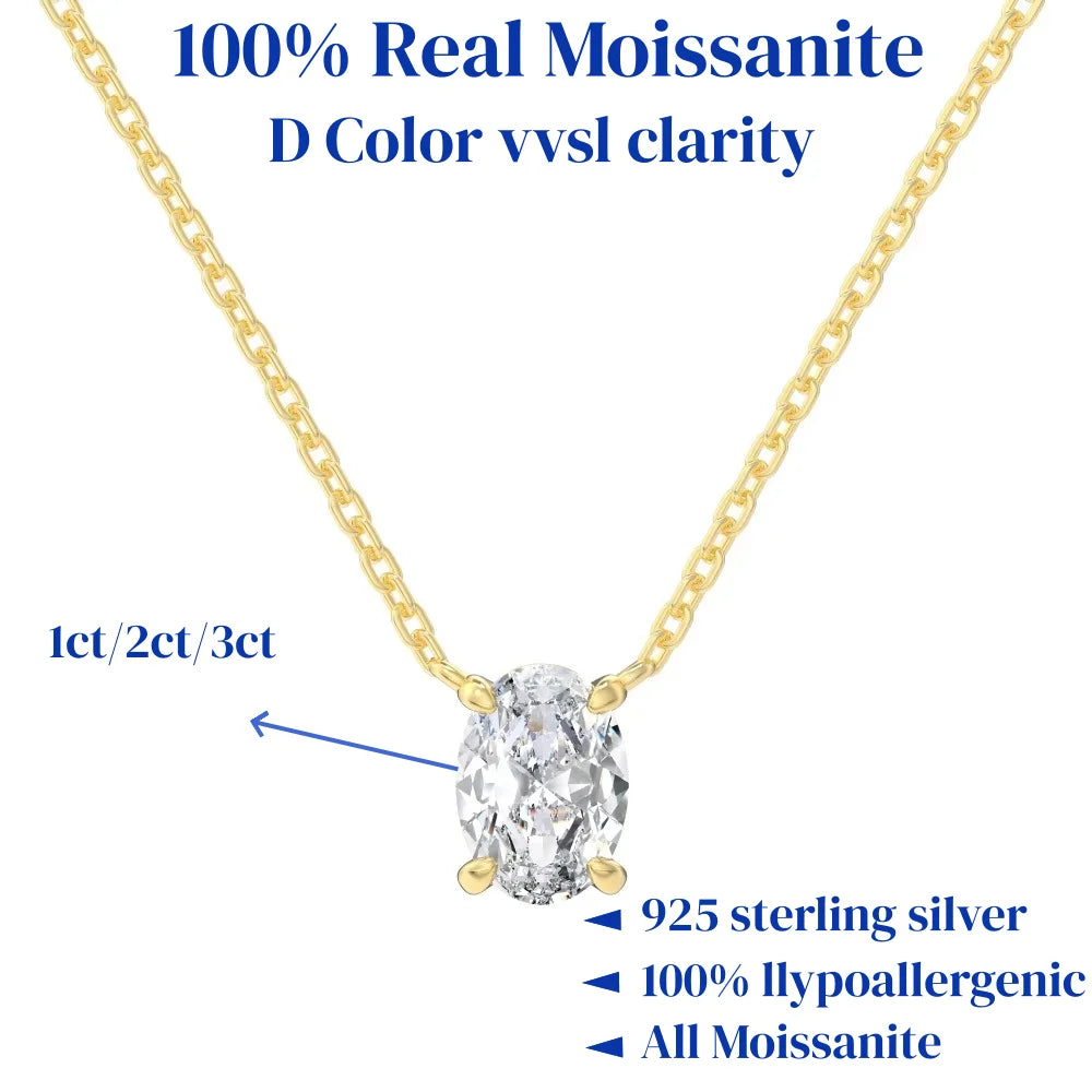Moissanite Silver Pendant Necklace