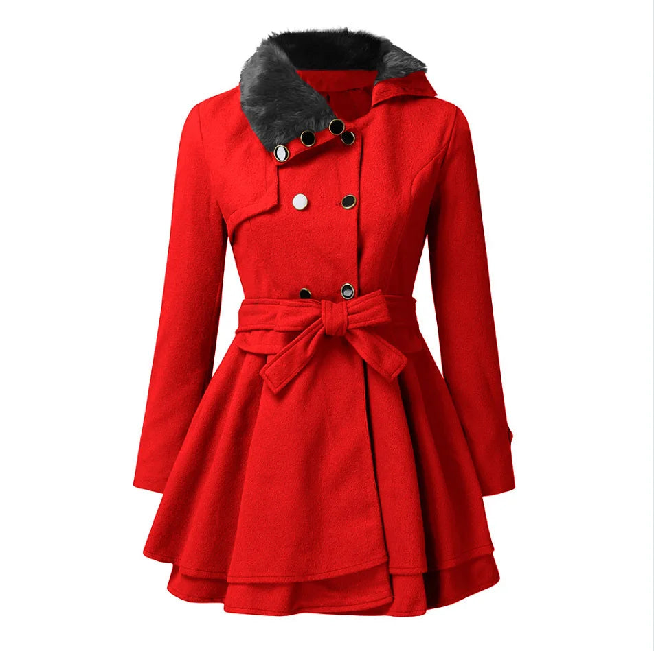 Women Slim Long Tweed Coat