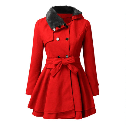 Women Slim Long Tweed Coat
