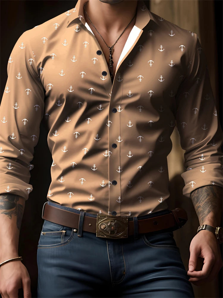 V-Neck Print Casual Shirt