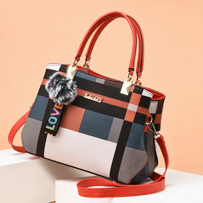 Plaid PU Leather Crossbody Handbag