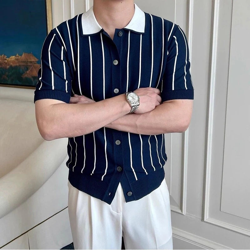 Striped Contrast Polo Shirt