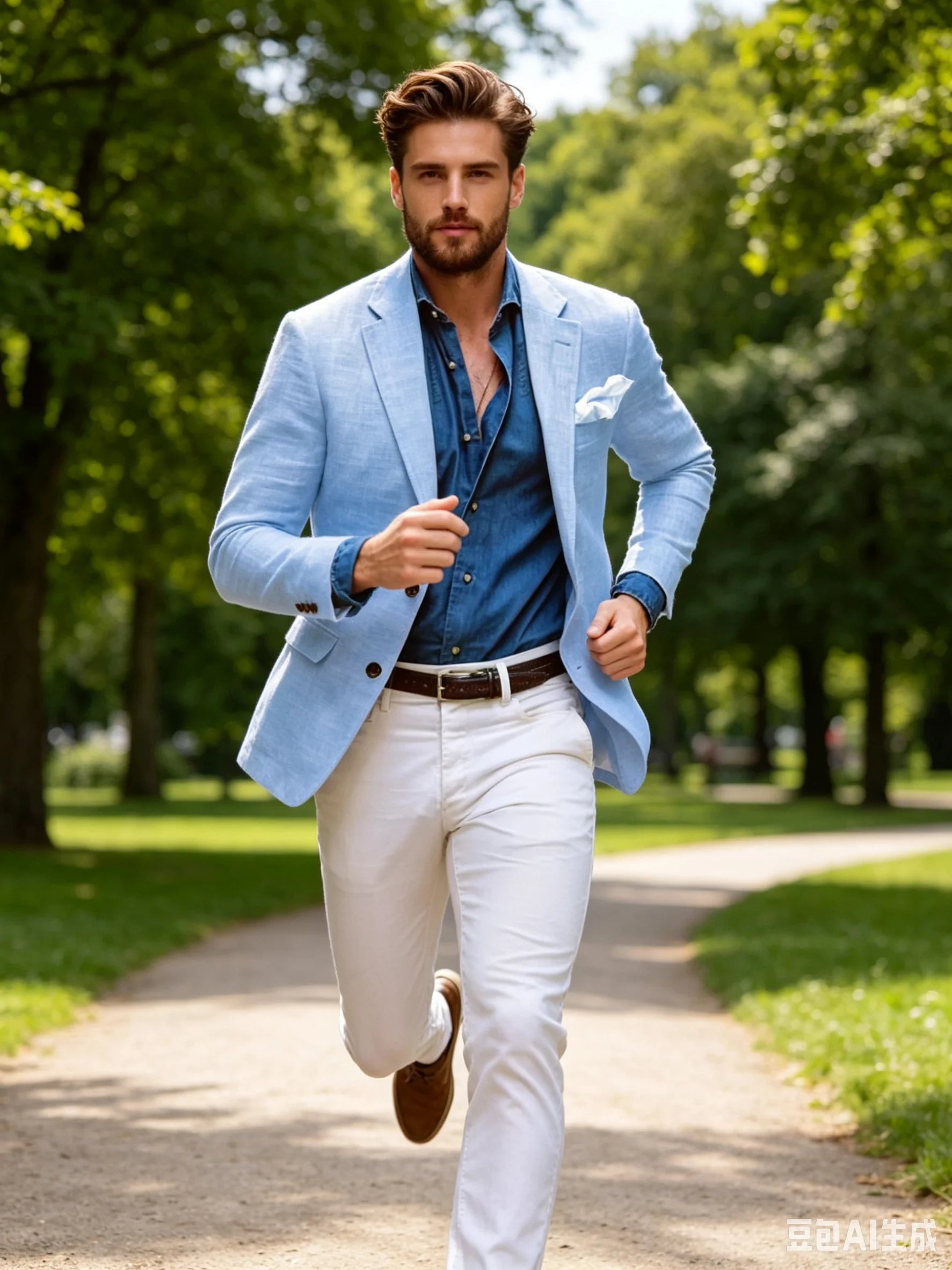 Linen Two-Button Notch-Lapel Blazer