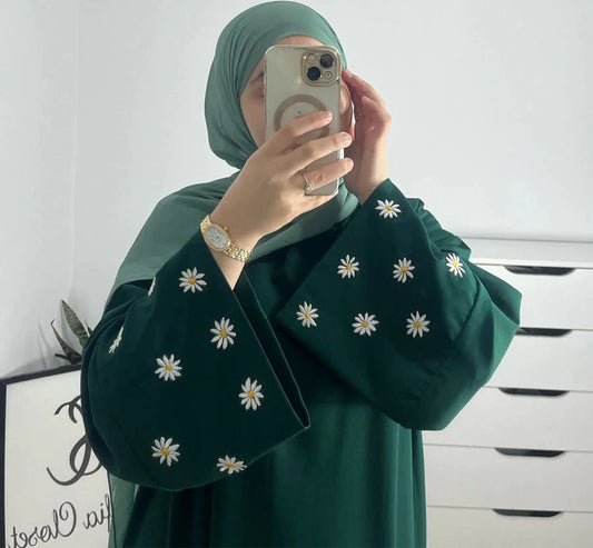 Daisy Embroidery Maxi Abaya