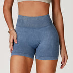 Sand-Washed High-Waist Yoga Shorts