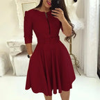 Patchwork A-Line Belt Dress
