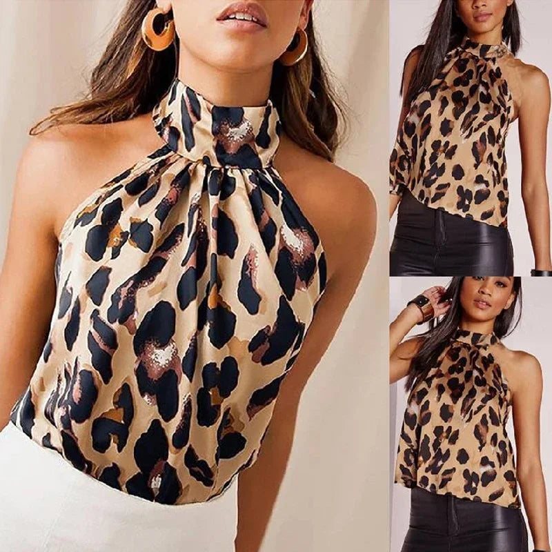 Broadcloth Solid Halter Neck True-To-Size Fit Top